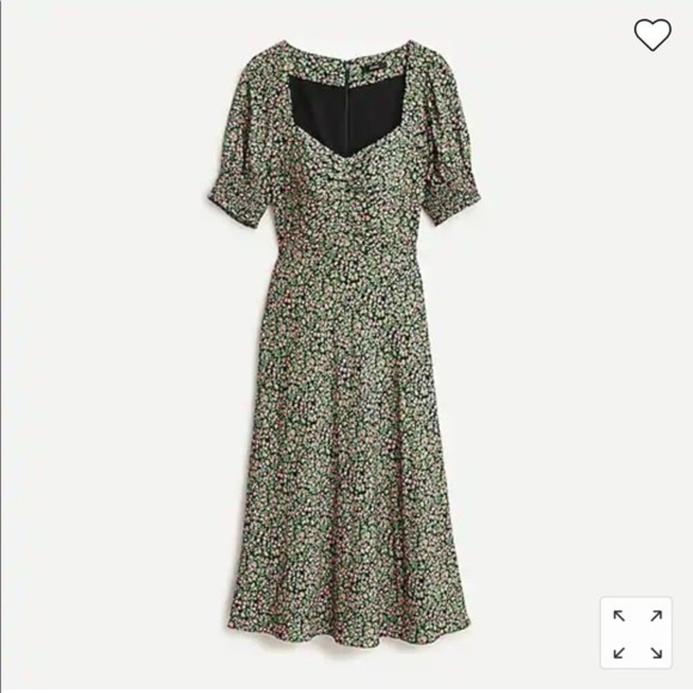 J. Crew Floral Smocked-Sleeve Midi Dress – NWT Size 2